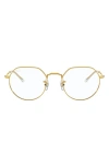 Ray Ban Unisex Jack 49mm Hexagonal Optical Glasses In Shiny Gold