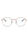Ray Ban Unisex Jack 49mm Hexagonal Optical Glasses In Shiny Yellw