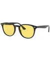 Ray Ban Rb4259 Washed Lenses Sunglasses Black Frame Yellow Lenses 53-20 In Black 1