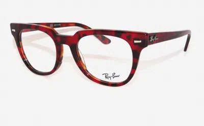 Ray Ban Unisex Meteor Eyeglasses In Transparent Red On Orange Havana In Multi