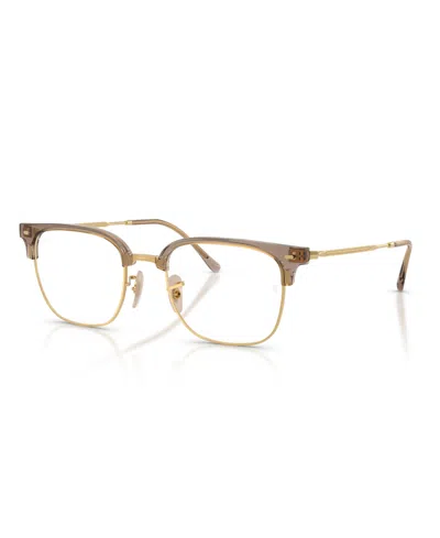 Ray Ban Unisex New Clubmaster Optics Eyeglasses, Rb7216 In Beige On Gold