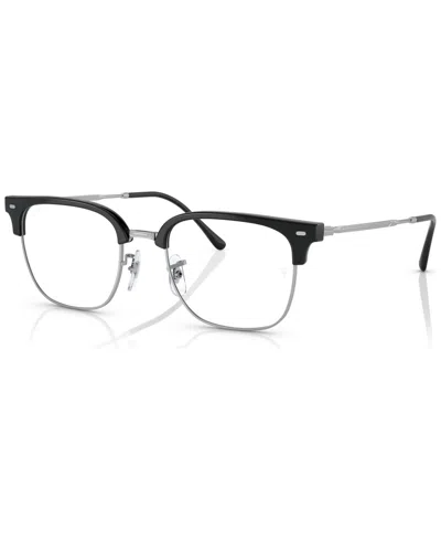 Ray Ban Unisex New Clubmaster Optics Eyeglasses, Rb7216 In Black On Silver