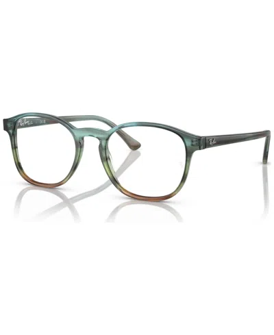 Ray Ban Unisex Phantos Eyeglasses, Rb5417 50 In Striped Blue,green