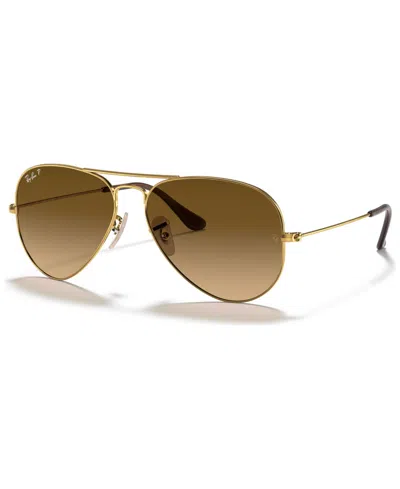 Ray Ban Unisex Polarized Aviator Classic Sunglasses, Rb3025 In Brown