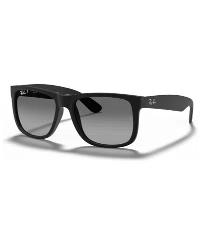 Ray Ban Unisex Polarized Justin Gradient Sunglasses, Rb4165 In Black,grey Gradient Polar