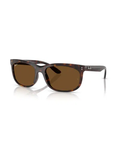 Ray Ban Unisex Polarized Rectangle Sunglasses, Balorette Rb2389 In Brown