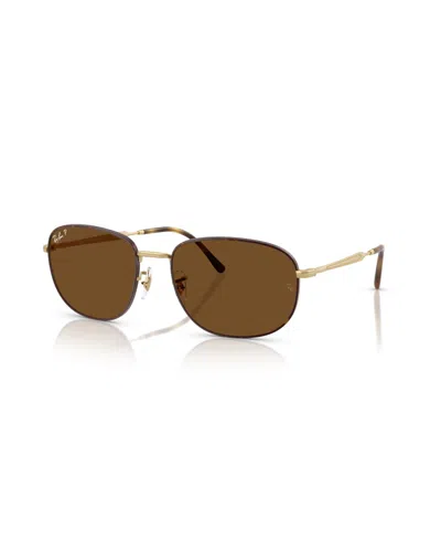 Ray Ban Unisex Polarized Rectangle Sunglasses, Rb3754 In Brown