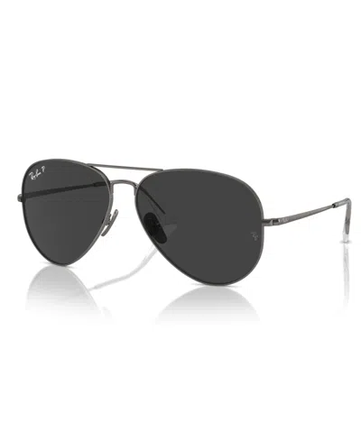 Ray Ban Unisex Polarized Sunglasses, Aviator Titanium Rb8089 In Gunmetal