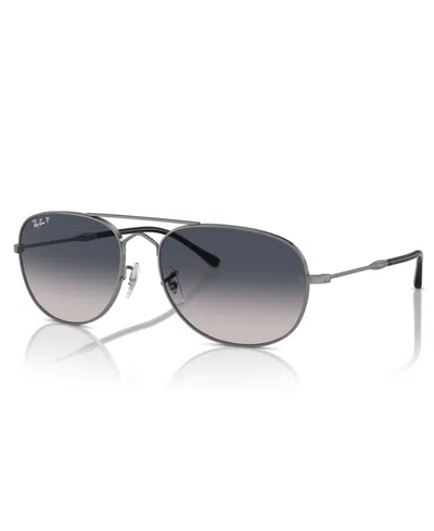 Ray Ban Bain Bridge Sunglasses Gunmetal Frame Blue Lenses Polarized 60-17