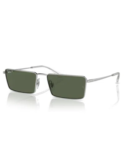 Ray Ban Unisex Polarized Sunglasses, Emy Rb3741 In Silver