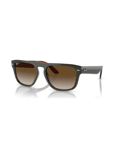 Ray Ban Unisex Polarized Sunglasses, Gradient Rb4407 In Green,dark Gray,transparent Brown