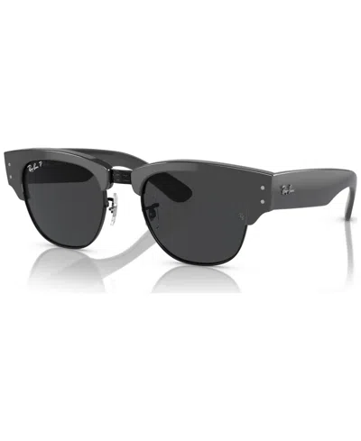 Ray Ban Ray-ban Unisex Polarized Sunglasses, Mega Clubmaster In Gray On Black