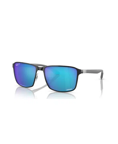Ray Ban Unisex Polarized Sunglasses, Mirror Rb3721ch In Black On Silver