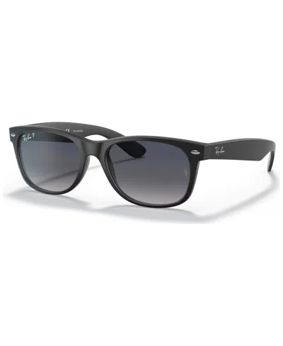 Ray Ban Unisex Polarized Sunglasses, Rb2132 New Wayfarer In Black Matte,blue Polar