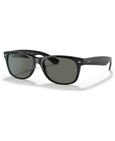 Ray Ban Unisex Polarized Sunglasses, Rb2132 New Wayfarer In Polished Black,green Polar