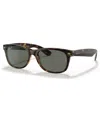 Ray Ban Unisex Polarized Sunglasses, Rb2132 New Wayfarer In Polished Tortoise,green