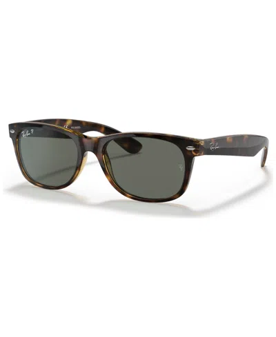 Ray Ban Unisex Polarized Sunglasses, Rb2132 New Wayfarer In Polished Tortoise,green