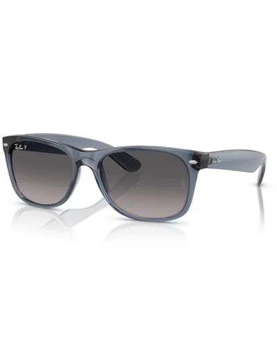Ray Ban Unisex Polarized Sunglasses, Rb2132 New Wayfarer In Transparent Dark Blue
