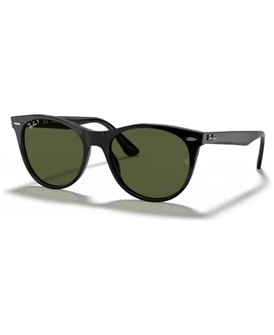 Ray Ban Unisex Polarized Sunglasses, Rb2185 Wayfarer Ii Classic In Black,polar Green