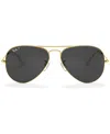 Ray Ban Unisex Polarized Sunglasses, Rb3025 Aviator Classic In Legend Gold,polar Black