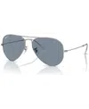 Ray Ban Unisex Polarized Sunglasses, Rb3025 Aviator Classic In Silver-tone