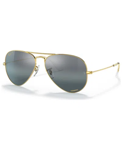 Ray Ban Unisex Polarized Sunglasses, Rb3025 Aviator Large Metal In Legend Gold-tone 1