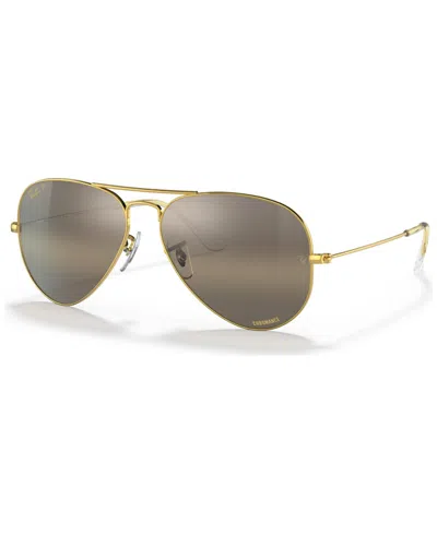 Ray Ban Unisex Polarized Sunglasses, Rb3025 Aviator Large Metal In Legend Gold-tone 2