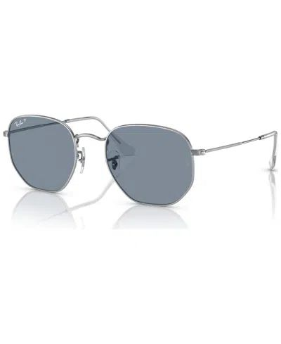 Ray Ban Unisex Polarized Sunglasses, Rb3548n Hexagonal Washed Evolve In Silver-tone