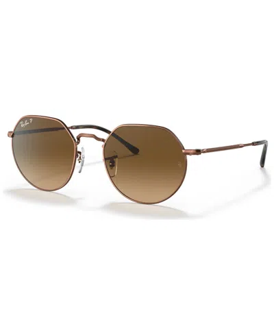 Ray Ban Unisex Polarized Sunglasses, Rb3565 Jack In Medium Copper