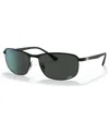 Ray Ban Unisex Polarized Sunglasses, Rb3671ch 60 In Black On Black,polar Dark Grey