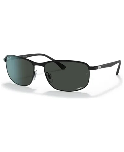 Ray Ban Unisex Polarized Sunglasses, Rb3671ch 60 In Black On Black,polar Dark Grey