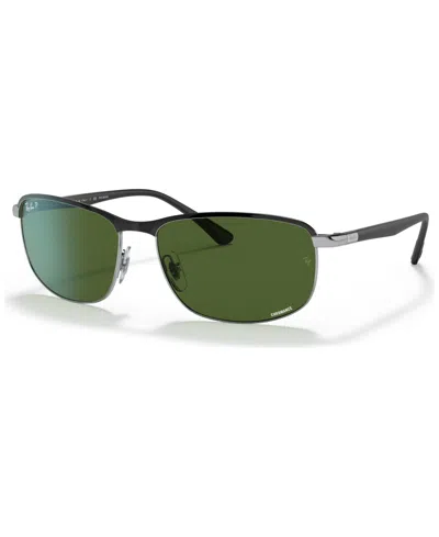 Ray Ban Unisex Polarized Sunglasses, Rb3671ch 60 In Black / Dark / Green