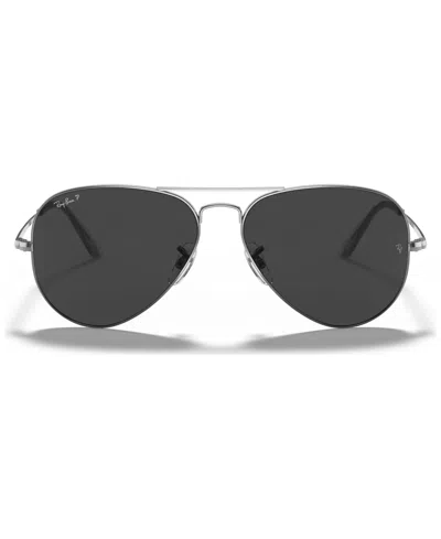 Ray Ban Unisex Polarized Sunglasses, Rb3689 In Shiny Gunmetal,polar Black