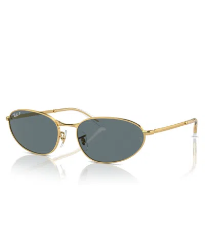 Ray Ban Unisex Polarized Sunglasses, Rb3734 In Gold,blue