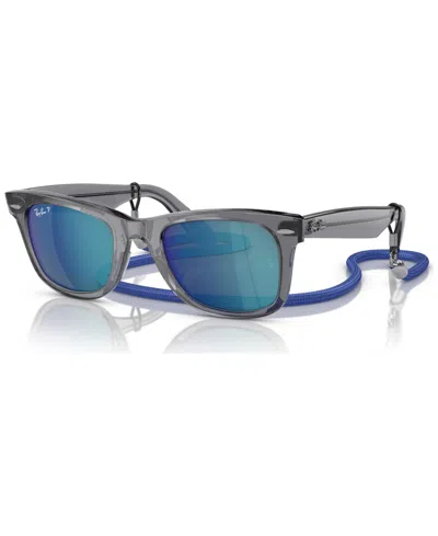Ray Ban Unisex Polarized Sunglasses, Wayfarer Rb2140 In Transparent Gray