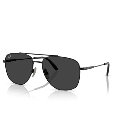 Ray Ban Unisex Polarized Sunglasses, William Titanium Rb8097 In Black