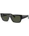 Ray Ban Carlos Sunglasses Black Frame Green Lenses 56-18 In Black