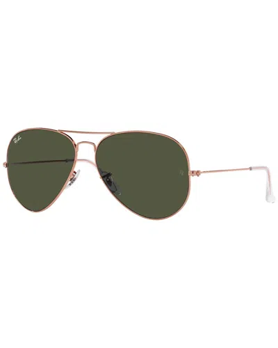 Ray Ban Sunglasses Unisex Aviator Rose Gold - Rose Gold Frame Green Lenses 62-14