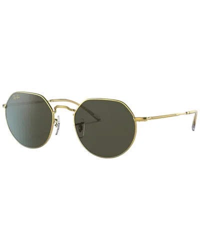 Ray Ban Sleek Metal Round Sunglasses In Gold Flash
