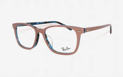 Ray Ban Unisex Rectangular Eyeglasses In Top Light Brown On Havana Blue