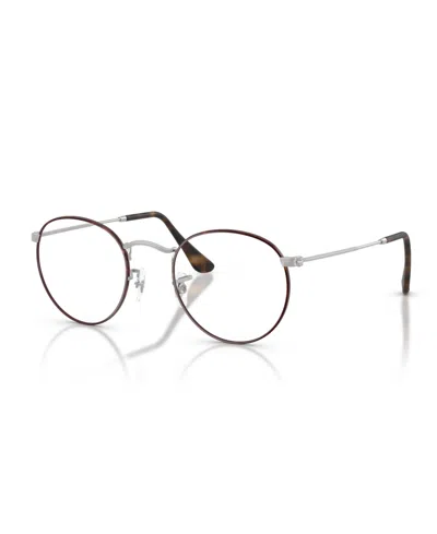 Ray Ban Unisex Round Metal Optics Eyeglasses, Rb3447v In Brown