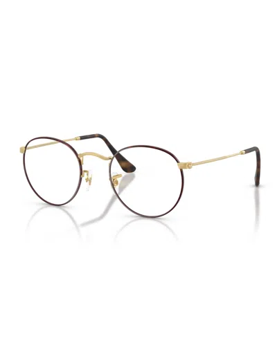 Ray Ban Unisex Round Metal Optics Eyeglasses, Rb3447v In Pink