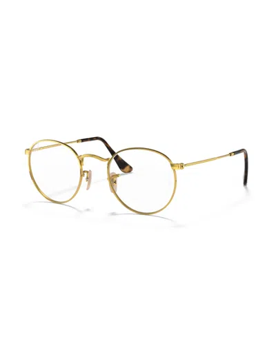 Ray Ban Unisex Round Metal Optics Eyeglasses, Rb3447v In Arista Gold