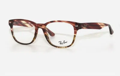 Ray Ban Unisex Square Eyeglasses In Striped Beige / Pink Gradient / Brown Horn In Multi