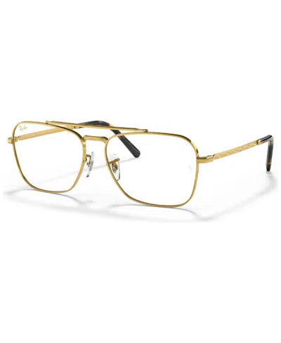 Ray Ban Unisex Square Eyeglasses, Rx3636v58-o In Legend Gold Tone