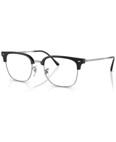 Ray Ban Unisex Square Eyeglasses, Rx721651-o In Black On Silver-tone