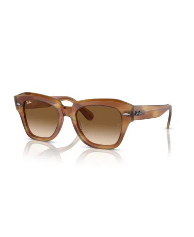 Ray Ban State Street Sunglasses Striped Brown Frame Brown Lenses 52-20