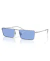 Ray Ban Sunglasses Unisex Emy Bio-based - Silver Frame Blue Lenses 56-17 In Silver