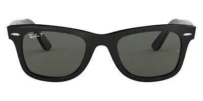 Pre-owned Ray Ban Ray-ban Unisex Sunglasses Rb2140 901/58 Shiny Black Square Green Polarized 50mm