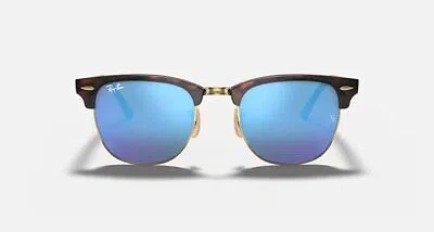 Pre-owned Ray Ban Ray-ban Unisex Sunglasses Rb3016 1145/17 Tortoise Square Blue Mirrored 51mm